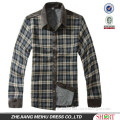 new trendy style long sleeve brand contrast collar brushed flannel checked dress shirts for men
